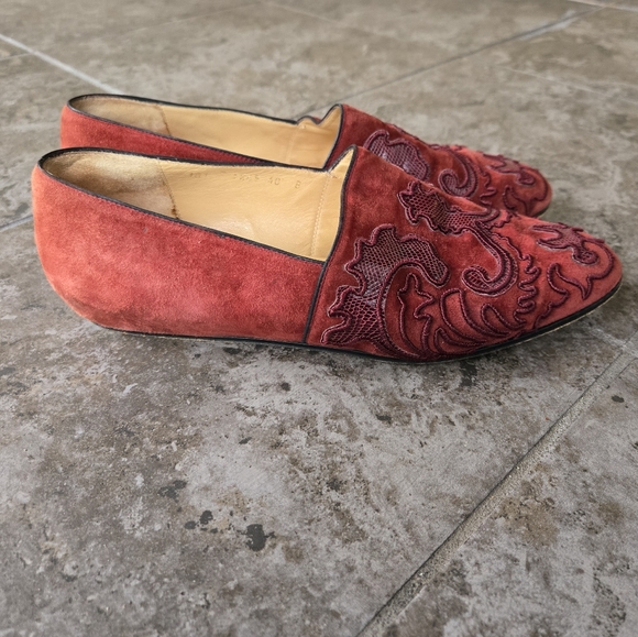 GUCCI vintage cherry red burgundy loafers flats suede snakeskin size 40EU 10US - Picture 16 of 16